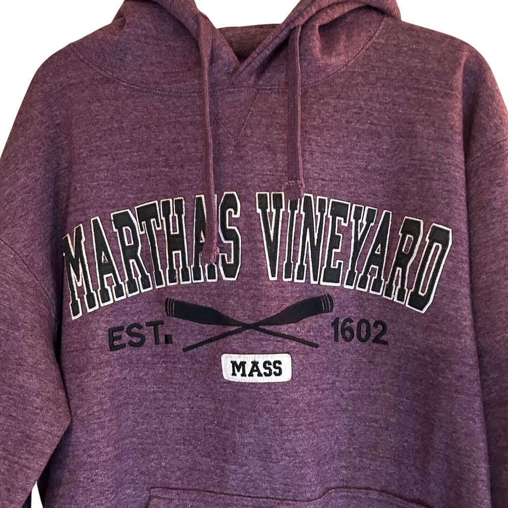 Vintage Marthas Vineyard Hoodie XL Purple Plum Sweatshirt‎ Oars